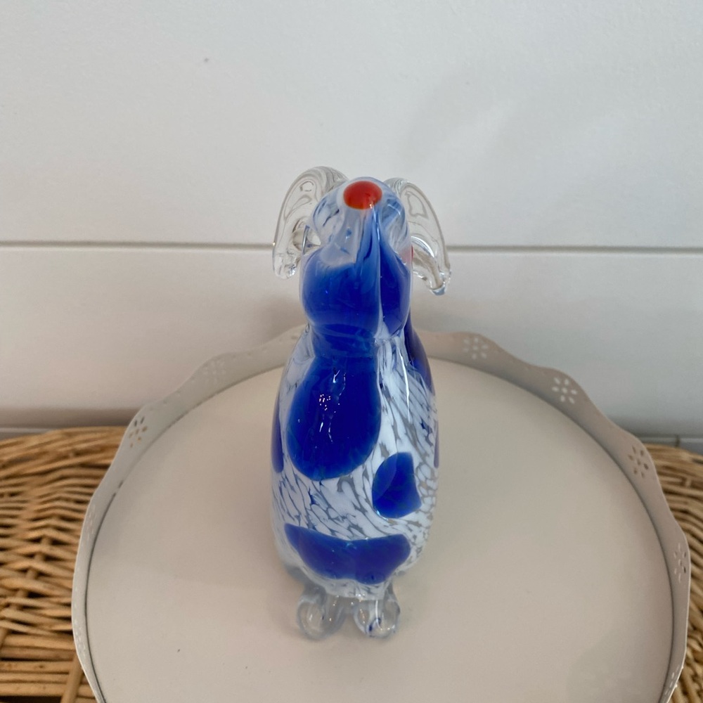 Blue Clear Solid Glass Bunny Rabbit Paperweight Decor Sculpture Figure - Picture 4 of 8